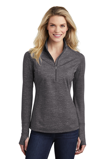 Sport-Tek Ladies Sport-Wick Stretch Reflective Heather 1/2-Zip Pullover-LST855