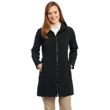 Port Authority - Ladies Long Textured Hooded Soft Shell Jacket. L306