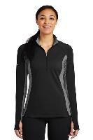 Sport-Tek &#174;  Ladies Sport-Wick &#174;  Stretch Contrast 1/2-Zip Pullover. LST854