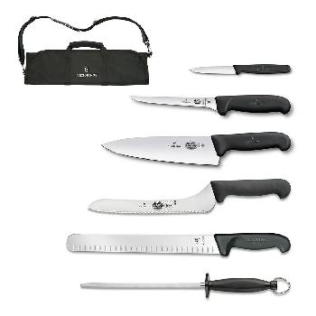 Victorinox 7-Piece Fibrox Pro Culinary Set w/ Canvas Roll  TRU-0006-BK